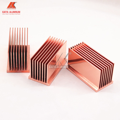 Rectangular Extruded Aluminium Heat Sink Profile Rose Gold Color