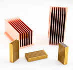 Gold Extruded Skived Fin Heat Sink Aluminum Profiles 50 X 20 Mm Copper Pin Bonded