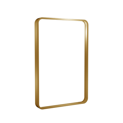 Brushed Gold Rectangular Shape Mirror Frame Aluminium Profile Rounded Corner
